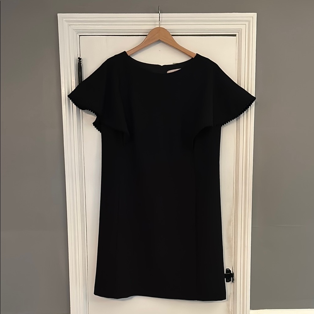 LOFT Black Sheath Dress with Flutter Sleeves
